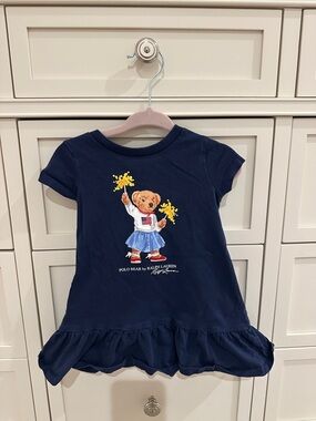 Ralph Lauren Navy Ruffle-Hem Polo Dress